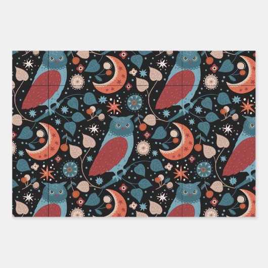 Owl Bird Nature Wildlife Süße Tier Geschenkpapier Set (Vorderseite 2)