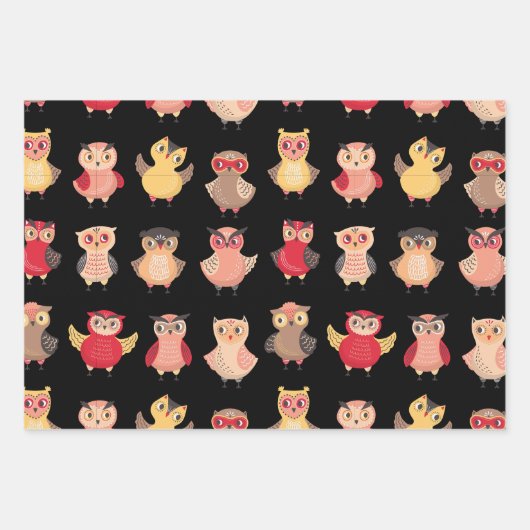 Owl Bird Nature Wildlife Süße Tier Geschenkpapier Set (Vorderseite)