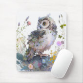 Owl Bird Portrait Animal Painting Wildlife Forest Mousepad (Mit Mouse)
