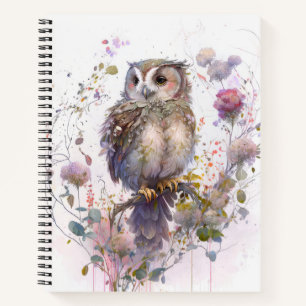 Owl Bird Portrait Animal Painting Wildlife Forest Notizblock