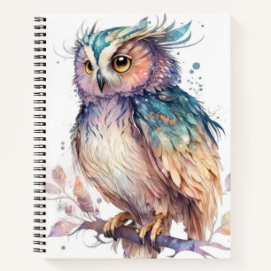 Owl Bird Portrait Animal Painting Wildlife Outdoor Notizblock