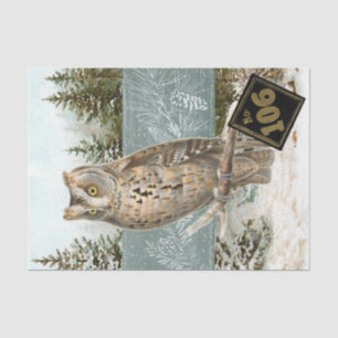 Owl Bird Snowforest Pinecone Zahl Decoupage Seidenpapier