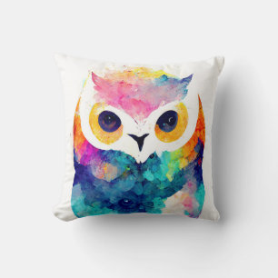 Owl Bird Wild Nature Animal Color Art Malerei Kissen
