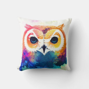 Owl Bird Wild Nature Animal Color Art Malerei Kissen