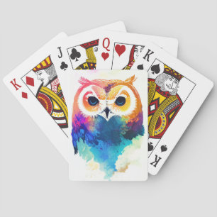 Owl Bird Wild Nature Animal Color Art Malerei Spielkarten