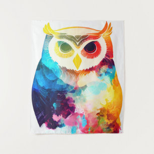 Owl Bird Wild Nature Animal Color Art Malerei Wandteppich