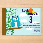 Owl Birthday Acryleinladungen (Vorderseite)