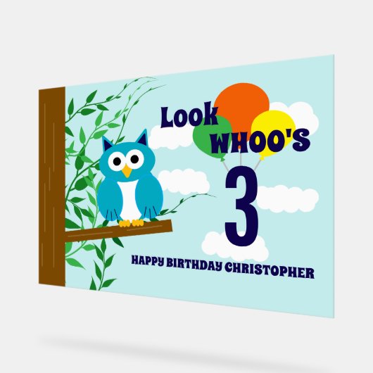 Owl Birthday Acrylschild (Winkel)