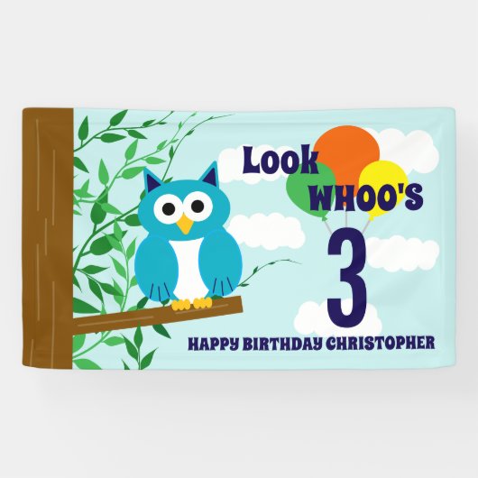 Owl Birthday Banner (Horizontal)