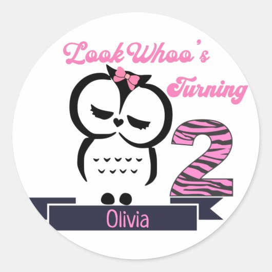 Owl Birthday Classic Round Aufkleber (Vorderseite)