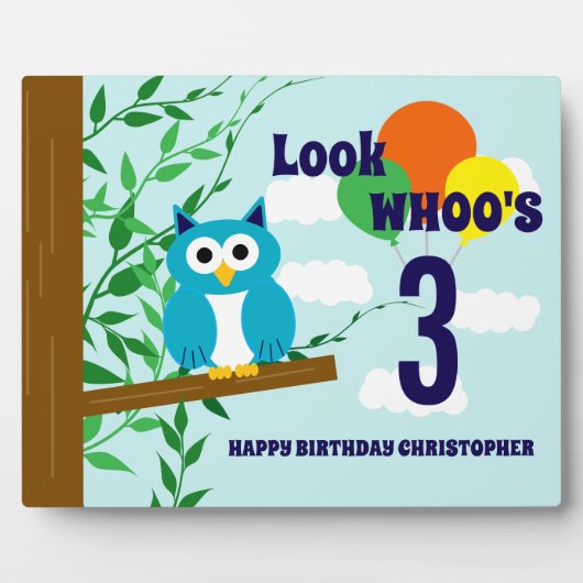 Owl Birthday Fotoplatte (Vorderseite)