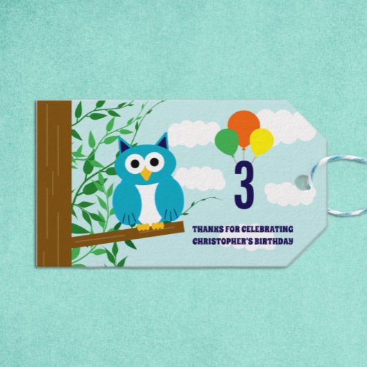 Owl Birthday Geschenkanhänger