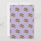 Owl Birthday Girls Hoot Brille Lila Einladung (Rückseite)