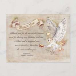 Owl Birthday Magic Danke Postkarte
