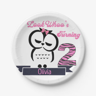 Owl Birthday Paper Plate Pappteller