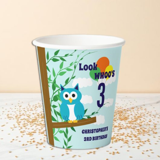Owl Birthday Pappbecher