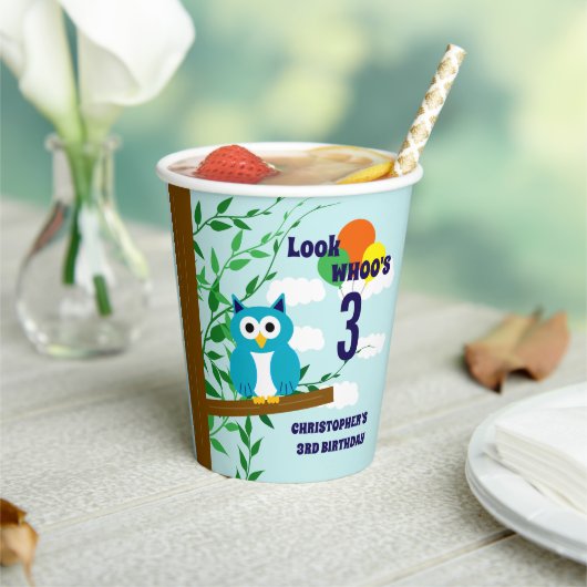 Owl Birthday Pappbecher (In Situ)
