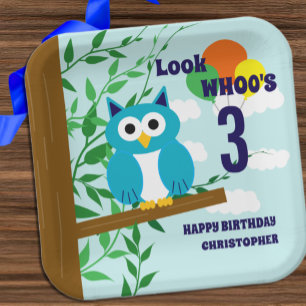 Owl Birthday Pappteller