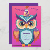 Owl Birthday Party Kids Bold Einladung (Vorne/Hinten)