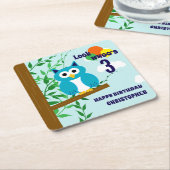 Owl Birthday Rechteckiger Pappuntersetzer (angewinkelt)