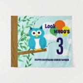 Owl Birthday Wandteppich (Vorderseite (Horizontal))