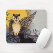 Owl Black Cat Full Moon Tree Night Mousepad (Mit Mouse)
