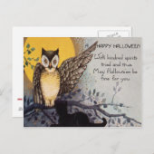 Owl Black Cat Full Moon Tree Night Postkarte (Vorne/Hinten)