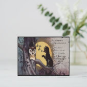 Owl Black Cat Full Moon Tree Night Postkarte (Stehend Vorderseite)