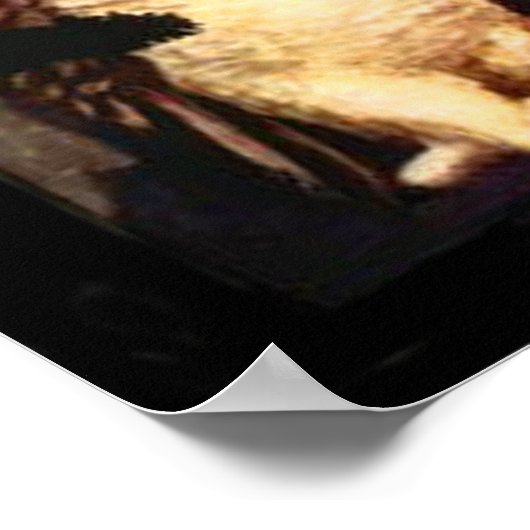 Owl Black Cat Full Moon Witch's Hat Poster (Ecke)