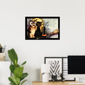 Owl Black Cat Full Moon Witch's Hat Poster (Heimbüro)