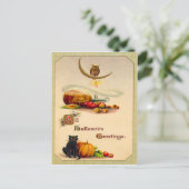 Owl Black Pumpkin Jack O' Lantern Postkarte (Stehend Vorderseite)