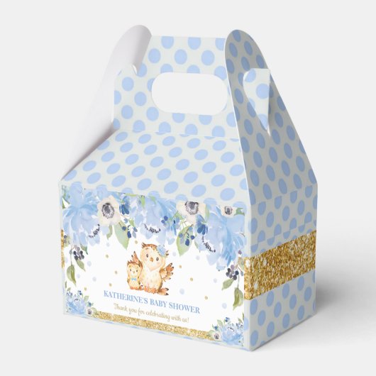 Owl Blue Floral Baby Dusche Danke Geschenkschachtel (Vorderseite)