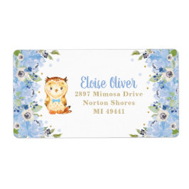 Owl Blue Floral Baby Shower Boy Geburtstagsadresse