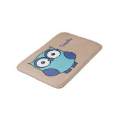 Owl Blue und Aqua Personalisiert Badematte (Schrägansicht)