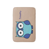 Owl Blue und Aqua Personalisiert Badematte (Vorderseite Vertikal)