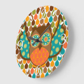 Owl Boheme Brown & Aquamarin Clock Große Wanduhr (Winkel)