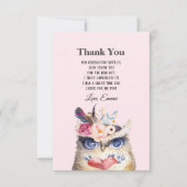 OWL, Bohemian, boho blumenreich Dankeskarte (Vorderseite)