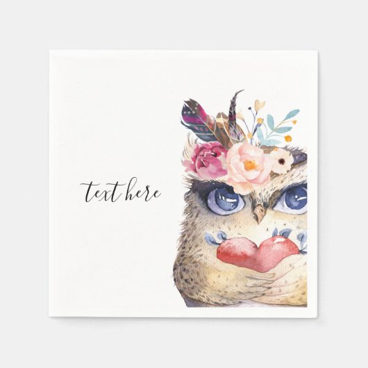 OWL, Bohemian, boho blumenreich Serviette (Vorderseite)
