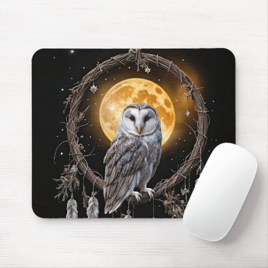 Owl Boho Dreamcatcher with Moon Mystical Mousepad (Mit Mouse)
