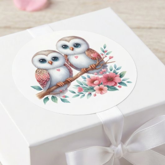 Owl Boho Rustic Country Woodland Wedding Runder Aufkleber