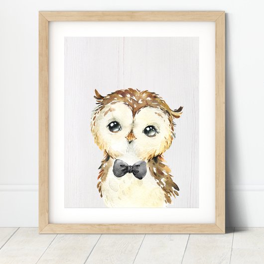 Owl Bowtie Woodland Kinderzimmer Kunstdruckerei Poster