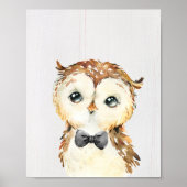 Owl Bowtie Woodland Kinderzimmer Kunstdruckerei Poster (Vorne)