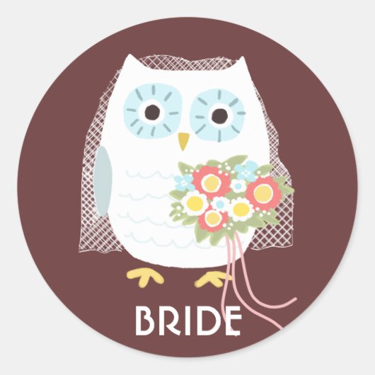 Owl Bride | Neugezogene Ehefrau | Custom Bridal Runder Aufkleber (Vorderseite)
