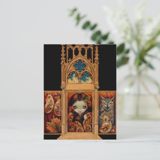 "Owl Butterfly Triptych" Postkarte (Stehend Vorderseite)