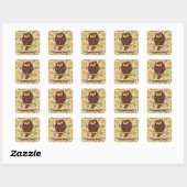 Owl Cartoon Square Sticker (Blatt)