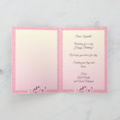 Owl Cherry Blüten Happy Geburtstag Pink Glitzer Karte (Innenseite)