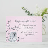 Owl Cherry Blüten Windeln Raffelschein Einladung (Stehend Vorderseite)