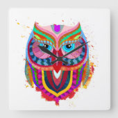 Owl Clock Quadratische Wanduhr (Vorderseite)