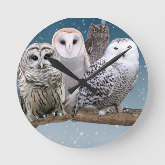 Owl Clock Runde Wanduhr (Vorderseite)
