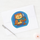Owl Coffee Break (Blue Background) Sticker (Umschlag)